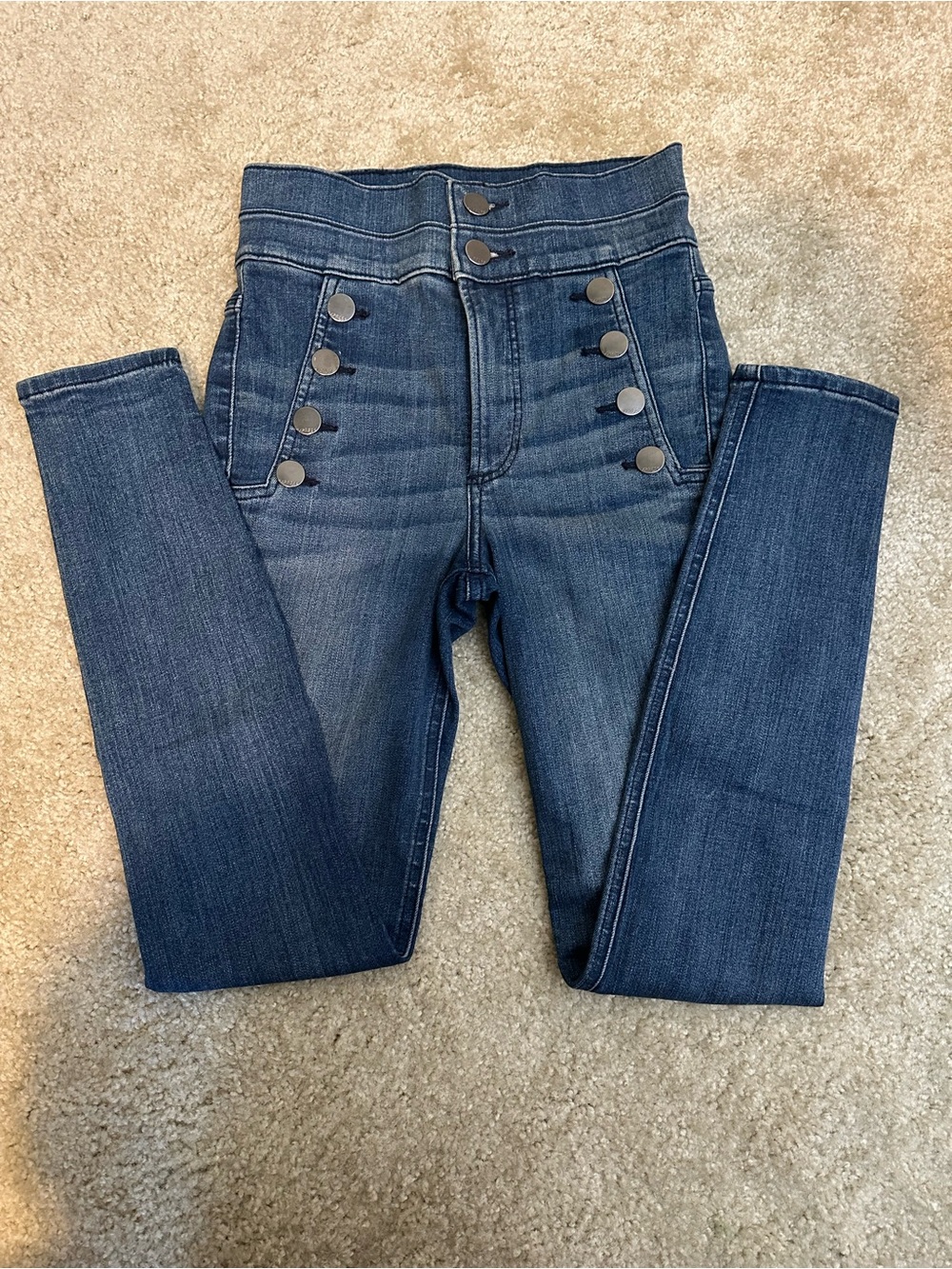 Express High-Rise Button-Detail Skinny Jeans